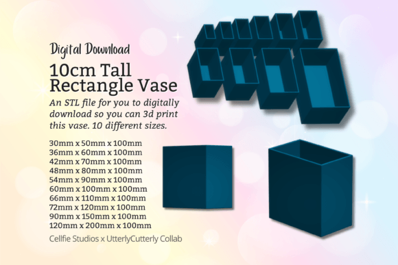 10cm Tall Rectangle Vase STL File – Digi: A Minimalist 3D Print for Practical Use