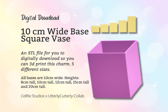 10cm Wide Base, Square Vase STL File - D: A Practical Design for 3D Printing Enthusiasts