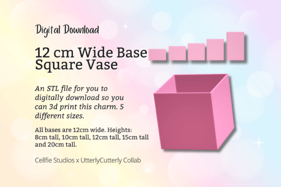 12cm Wide Base, Square Vase STL File - D: A Minimalist 3D Design for Modern Lifestyles