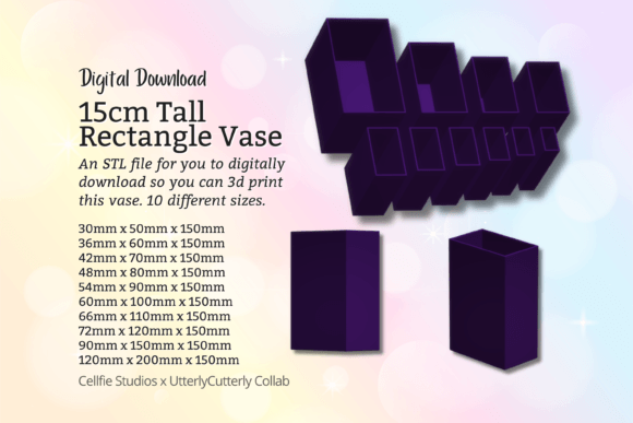 15cm Tall Rectangle Vase STL File – Digi: A Practical 3D Design for Everyday Use