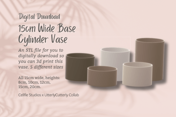 15cm Wide Base, Cylinder Vase STL File – A Minimalist 3D Print for Modern Spaces