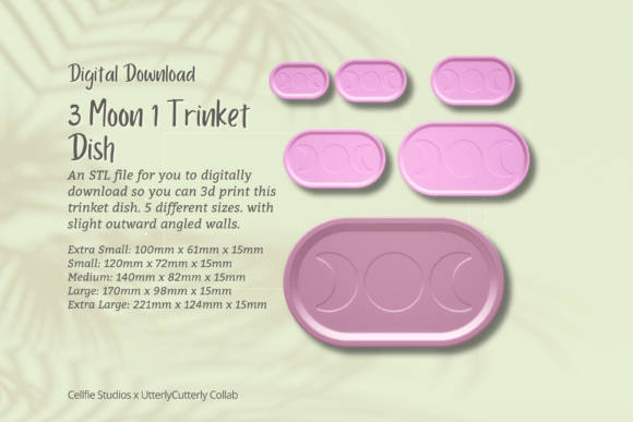 3 Moon Trinket Dish STL File – Digital Design