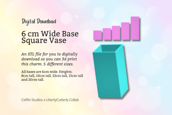 6cm Wide Base Square Vase STL File – A Versatile 3D Print for Home and Office Use