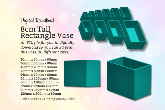 8cm Tall Rectangle Vase STL File - Digit: A Practical Solution for 3D Printing Enthusiasts