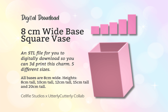 8cm Wide Base, Square Vase STL File – Di: A Modern 3D Printing Solution for Versatile Home and Office Use