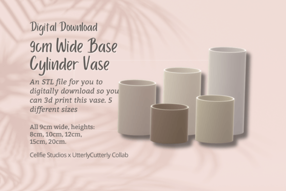 9cm Wide Base, Cylinder Vase STL File – A Versatile Digital Design for 3D Printing