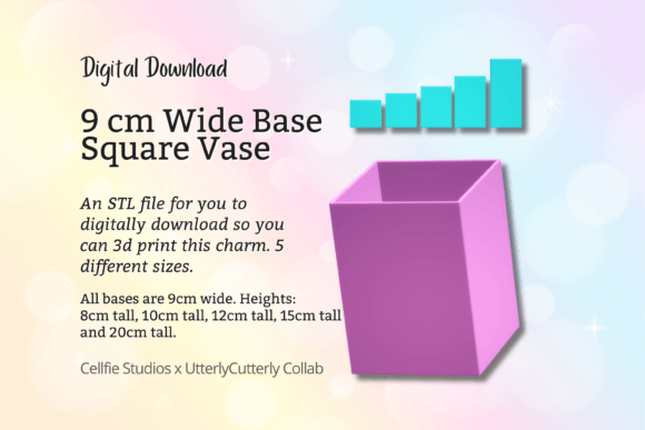 9cm Wide Base Square Vase STL File for Modern 3D Printing