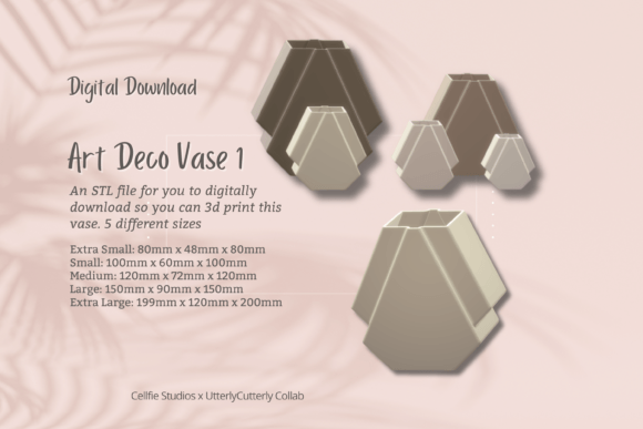 Art Deco 1 Vase STL File - Digital Downl: A Versatile 3D Print Design for Home and Office Use