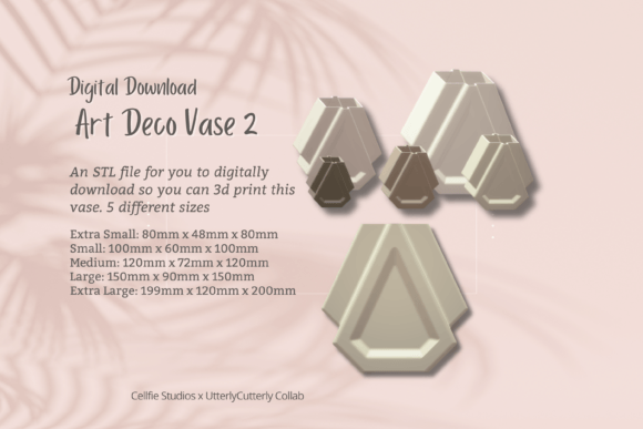 Art Deco 2 Vase STL File - Digital Downl: A Versatile 3D Print for Modern and Vintage-Inspired Spaces