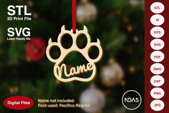 Cat Paw Christmas Tree Decoration Plane: A Festive 3D and 2D Ornament for Pet Lovers