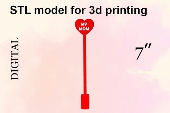 Drink Stirrer Heart My MOM STL File