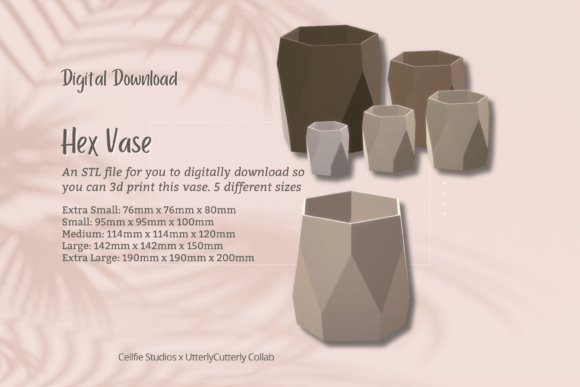Geometric Hex Vase Planter 3D Print STL File – A Modern Organizer for Every Space
