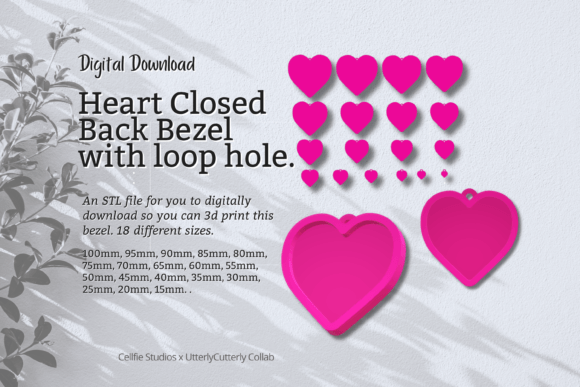 Heart 1 Closed Back Bezel STL File: A Versatile Design for Resin Art and 3D Printed Jewelry
