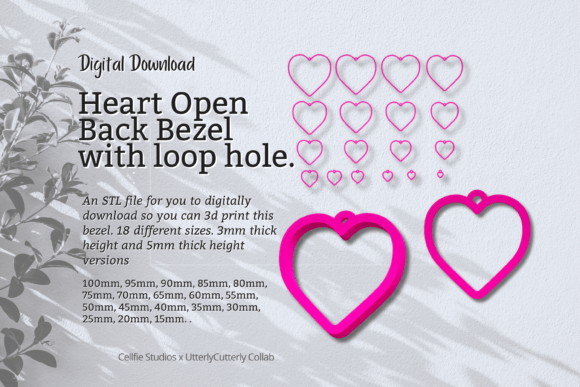 Heart 1 Open Back Bezel STL File with Lo: A Versatile 3D Print for Resin Jewelry and More