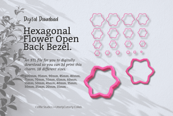Hexagonal Flower 1 Open Back Bezel STL File