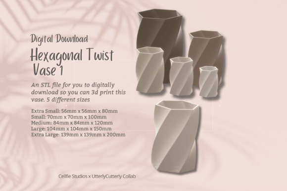 Hexagonal Twist 1 Vase STL File – Digita: A Modern & Versatile 3D Print Design for Home and Office