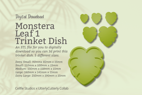 Monstera 1 Trinket Dish STL File - Digit