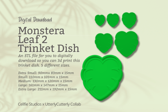Monstera 2 Trinket Dish STL File - Digit: A Minimalist 3D Design for Modern Lifestyles