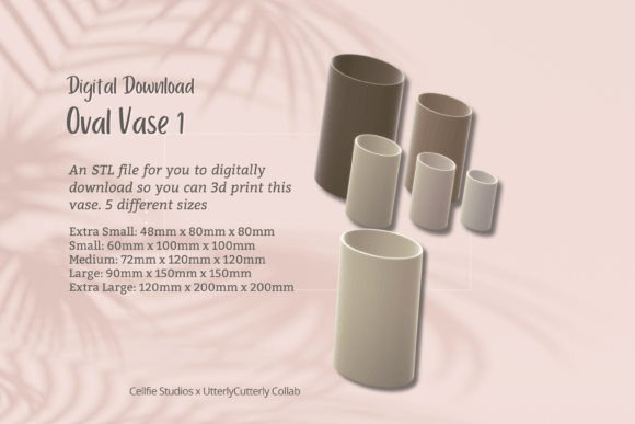 Oval 1 Vase STL File – Digital Download for 3D Printing
