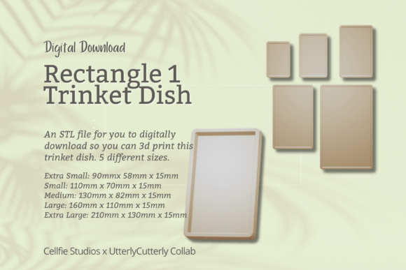 Rectangle Trinket Dish STL File - Digita: A Practical 3D Printing Option for Minimalist Storage
