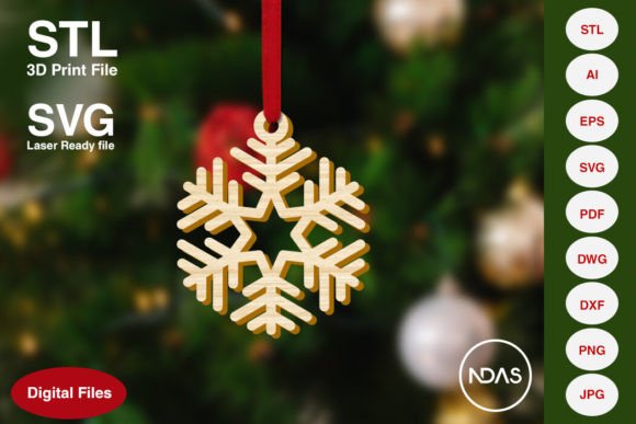 Snowflake Christmas Tree Ornament 6a: A Versatile Design for Creative and Commercial Use