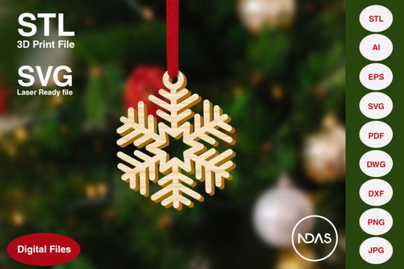 Snowflake Christmas Tree Ornament 6b: A Versatile Digital Design for Festive Creations