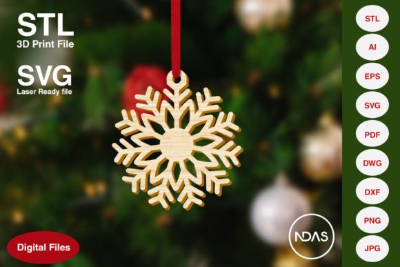 Snowflake Christmas Tree Ornament 8b: A Versatile Digital Design for Makers