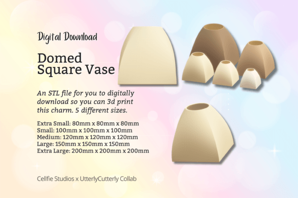 Square Domed Vase Pot STL File – Digital