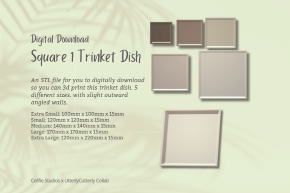 Square Trinket Dish STL File: Minimalist 3D Print