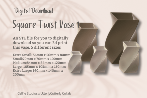 Square Twist 1 STL File: Minimalist Vase Pack