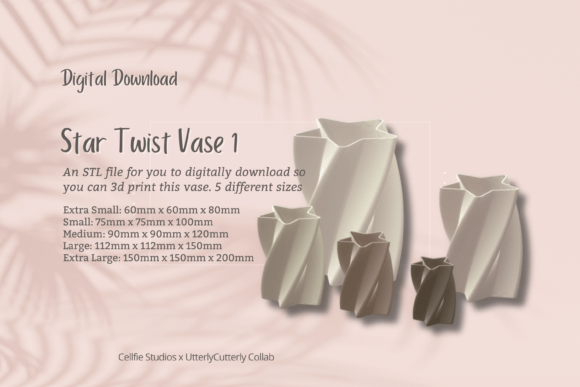 Star Twist 1 Vase STL File – Digital Dow: A Versatile 3D Print for Modern Living
