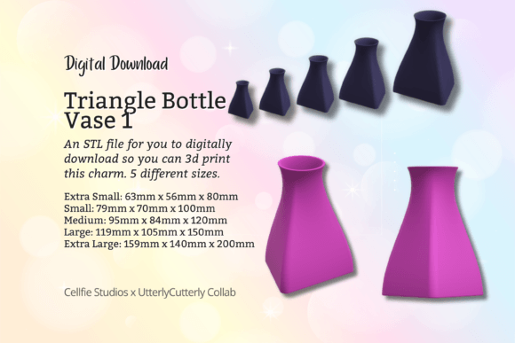 Triangle Bottle 1 Vase STL File - Digita: A Modern 3D Design for Home and Office Use