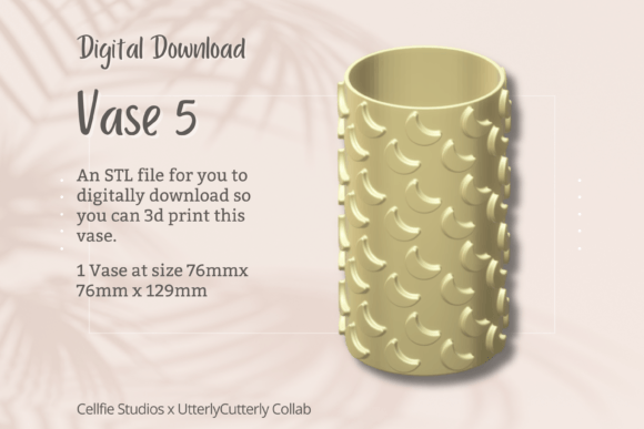 VASE 5 STL FILE - MOON DIGITAL DOWNLOAD: A Modern 3D Printable Vase for Home and Creative Projects