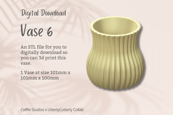 Vase 6 STL File - Digital Download: A Modern Solution for 3D Printed Home Décor